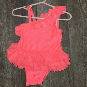 Girls Cat & Jack Vibrant Pink Swimsuit with Ruffle
